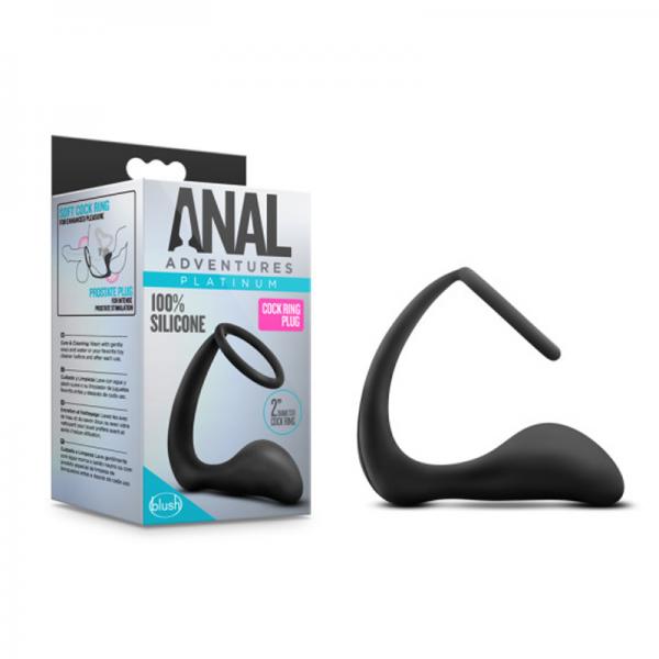 Anal Adventures Platinum Cock Ring Plug Black